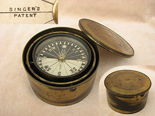 Late 19th century Singer's Patent gimbal mounted Mariners boat compass